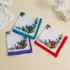 Pañuelo de Algodón Puro Floral Pequeño para Mujer de 28 cm Pañuelo Suave de Algodón Retro Antiguo Toalla Cuadrada Toalla Fina Absorbente para el Sudor