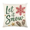 Funda de Cojín de Lino Navideña de Invierno con Estampados de Copos de Nieve, Muñeco de Nieve y Letras, Funda de Almohada Decorativa para Decoración Festiva de la Sala de Estar del Hogar