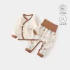 Roupas de Outono para Bebê Conjunto Separado para Recém-Nascido Cintura Alta Algodão Puro Classe A Ajuste Próximo Roupa de Dormir Base Conjunto Quente