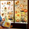 Novo Fun-E325 Raposa Fofa Flor de Abóbora Folhas Restaurante Decoração de Casa Adesivo de Parede Exportação Atacado
