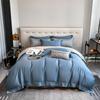Verano Casual 100 Lyocell Tencel Juego de Sábanas de Cama de Cuatro Piezas para Dormir Desnudo, Cubre Edredón de Lujo Accesible, Sábanas Ajustables, Ropa de Cama