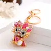 Llavero Gato Kt Transfronterizo Colgante Gato Pareja Colgante Metal Piedra de Strass Llavero de Coche Pequeño Regalo Al Por Mayor