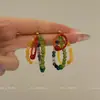 Nuevo Conjunto Coreano de Collar y Pendientes de Perlas de Colores Dopamina Multicapa, Cadena Versátil de Clavícula de Moda con Dulce Temperamento