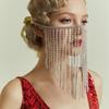 Máscara de strass de pérola étnica transfronteiriça europeia e americana Moda Stage Performance Tassel Face Chain Máscara feminina