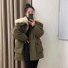Parka Workwear Acolchoada de Lã de Cordeiro Estilo Zhao Lusi Feminina 2025 Nova Jaqueta Casaco Quente de Comprimento Médio