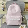 Mochila Escolar para Campus Estilo Coreano Ins Simple de Cuadros para Estudiantes de Secundaria y Preparatoria Gran Capacidad Mochila Casual para Viajes