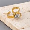 J29 Europeo y Americano combinación de colores oro y plata línea hueca bola de acero apertura ajustable anillo de acero inoxidable transfronterizo ai