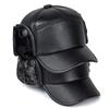 Gorra de Béisbol de PU de Invierno para Hombres de Mediana Edad y Mayores, Gorro Cálido con Protección para los Oídos, Impermeable, Gorro para Papá Mayor, Venta Directa de Fábrica