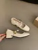 Primeiro Encontro Temporada Estilo Coreano Versátil Decote Baixo Tira Única Salto Grosso Sapatos Femininos Estilo Outono Retro Francês Sapatos Mary Jane