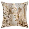 Tema de Regalo Escena de Nieve Navideña Estampado de Santa Claus Funda de Cojín Decoración de Sofá Navideño Dormitorio Funda de Cojín Pelo Corto