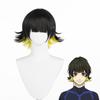 Personaje de dibujos animados de la vida real de fábrica prisión azul Bee Music parte trasera cos peluca anti-levantada modelado de doble color