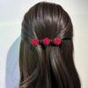 High-end Retro Rosa Vermelha Flocando Franja Acessórios para o Cabelo Cabeça Traseira Meio Xale Grampo de Cabelo Par Grampo de Cabelo Quebrado