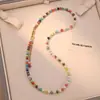 Collar de Perlas Arcoíris Dopamina de Piedra Natural para Mujer, Cadena para Clavícula de Verano, Joyería de Collar de Perlas de Lujo Ligero de Nicho de Gama Alta