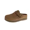 Mules Elegantes de Salto Grosso e Bico Fechado 2026 Outono Novo Estilo Fivela de Cinto Slip-On Mules Preguiçosas Mules Femininas