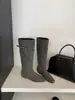 Botas de caballero para mujer con hebilla de cinturón estilo británico, nuevo modelo otoño e invierno 2026, botas altas de punta cuadrada con tacón grueso y caña alta