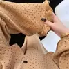 Pijama de Gasa de Algodón con Lunares Dulce y Elegante Estilo Coreano para Mujer, Nuevo Conjunto Cómodo Casual Holgado para Casa de Primavera y Otoño