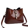 Bolsa de couro brilhante para mulheres, atacado, bolsa de balde de crocodilo, grande capacidade, bolsa tiracolo feminina, uma geração de cabelo