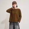 Blusa Solta Plissada Estilo Miyake Feminina Outono 2026 Manga Longa Gola Meia Alta Silhueta Esconde-se a Carne Tamanho Plus Cor Lisa Camiseta
