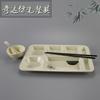 Vajilla de Porcelana Imitación Loto Verde Comedor Comedor Plato Hondo de Seis Divisiones Puntos Plato de Comida Rápida Plato de Cena de Melamina Plástica Plato Rectangular