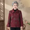 Nuevo Top Grueso Retro con Solapa para Primavera y Otoño para Mujeres de Mediana Edad y Mayores Ropa de Abuela de 70 Años Chaqueta Holgada Estampada de Longitud Media