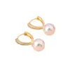 Brincos Japoneses e Coreanos com Micro-Incrustações de Imitação de Diamante Brilhante e Pérolas para Mulheres, Brincos Elegantes e de Alto Padrão, Brincos Únicos e Bonitos