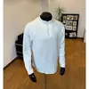 Camisa Térmica Masculina de Outono Moda Americana Cor Sólida com Meio Zíper para Adolescentes, Camiseta Gola Alta Meio Zíper Slim Fit