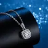 Colar Quadrado Pequeno de Diamante para Mulheres, Pingente de Zircônia Imitação Moissanita, Corrente para Clavícula, Estilo de Nicho de Luxo Leve de Alta Qualidade, Atacado e Dropshipping