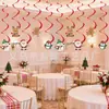 Bandeirola Puxa-Bandeira de Aniversário de Natal Desenho Animado Fofo Papai Noel Banner de Letras Enfeites Suspensos Espirais Toppers de Bolo Decorações