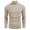 Suéter de cuello alto para hombre, venta al por mayor, comercio exterior transfronterizo de otoño e invierno, talla europea y americana, informal, color sólido, patrón vertical, suéter básico para hombre