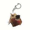 Transfronterizo Nuevo 2Dcheems Expresión Inútil Perro Escultura de Arena Shiba Inu Musculoso Malvado Divertido Llavero Acrílico