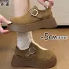 Sapatos Femininos Cobertura Total em Couro Genuíno Estilo Birkenstock 2026 Novo Início de Primavera Sapatos Mocassins Confortáveis com Sola Grossa Aumentadores de Altura