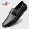 Mocassins Casuais Masculinos para Outono, Sapatos de Solado Único Estilosos de Tamanho Grande com Fivela de Metal, Sapatos de Direção da Moda
