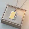 Colar Quadrado Gravado em Aço Titânio Estilo Ins, Corrente de Clavícula Versátil Tendência Hip-Hop Personalizada Joia Pingente em Aço Inoxidável