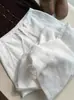 ¡Recomendación de Producto Original! Pantalones Rectos de Lino Blanco Hechos a Mano para Mujer, Tiro Alto de Principios de Primavera con Cordón, Caída Suelta, Pierna Estrecha Ancha