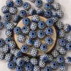 Contas de madeira gravadas multicoloridas, contas soltas para DIY, contas redondas de madeira listradas para pulseiras e colares, acessórios para joias feitas à mão com contas atacado
