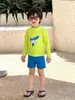 Traje de baño de una pieza de manga larga dividida de secado rápido para niños, traje de baño de una pieza para bebé, protección solar para niños, playa, arena, nuevo, moderno