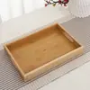 Bandeja Retangular de Bambu Espessa, Bandeja de Chá de Bambu para Uso em Hotel, Bandeja Criativa de Bambu para Frutas e Pão de Madeira