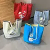 Bolso Grande Relajante de Gran Capacidad para Mujer 2024 Nuevo Bolso Pequeño Fresco de Lona Bolso Tote de Hombro Lindo de Pastel Doble Cara