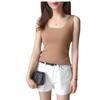 Camiseta sin mangas de punto ajustada sexy para mujer, cuello cuadrado, estilo casual japonés y coreano, para llevar como prenda exterior