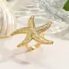 Anillo de Estrella de Mar Exagerado Más Vendido en Europa y América, Serie Océano Playa, Estilo Vacacional, Anillo Ajustable de Estrella de Mar Personalizado y Versátil