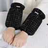 Elegantes puños de manga corta color burdeos para mujer, estilo coreano de invierno, versátiles y con estilo, adecuados para estudiantes y adultos