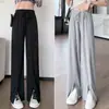 Pantalones Casuales de Pierna Recta de Seda de Hielo Estilo Nuevo para Mujer, Pantalones Finos de Verano con Protección Solar, Cintura Alta, Corte Holgado, Adelgazantes, Frescos y de Secado Rápido