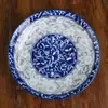 Conjunto de Tigela e Prato de Porcelana Azul e Branco, Tigelas e Pratos com Cor Sob Esmalte, Louça de Peônia, Tigela de Arroz, Tigela de Sopa, Cerâmica de Alta Temperatura, Novo Estilo Chinês com Padrão de Peônia no Prato