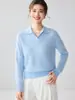 Estilo Minimalista Old Money|Versátil Suéter de Punto Consinee 100% Cachemira Pura para Mujer con Cuello Polo Ropa Exterior Capa Interior