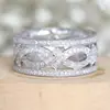 Huajie deseja anel de prata S925 cravejado com micro diamantes, venda quente transfronteiriça europeia e americana, anel de casamento feminino requintado e moderno