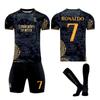 Camisa de futebol infantil comemorativa com estampa de dragão preto 2324 do Real Madrid 7 Vinicus 5 Vinicus 7 Ronaldo