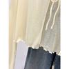 Camisa Cover-Up Fina Amarre en V Amarillo Claro Protector Solar para Mujer, Verano Nicho Holgada Casual Manga Larga Camiseta Top de Punto