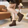 Botines estilo Birkenstock, estilo francés, forrados de felpa, suela gruesa, para mujer, nueva colección invierno 2026, botines Chelsea versátiles, zapatos de algodón cálidos y antideslizantes