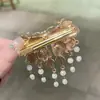 Novo Estilo Chinês Antigo Borboleta Pérola Franja Grampo de Cabelo Lateral Hanfu Acessório de Cabelo Par Clássico Estilo Chinês Clipe Azul Queimado para Mulheres