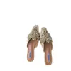 Zapatos Mocasines para Mujer, Sandalias de Playa de Media Tapa, Venta al por Mayor de Fábrica, Estilo Coreano, Zuecos Planos de Verano con Cuentas a la Moda y Espalda Descubierta